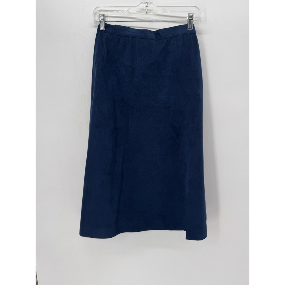Vintage Samuel Robert Skirt Womens 8 Navy Blue Velvet Midi A-Line 90s